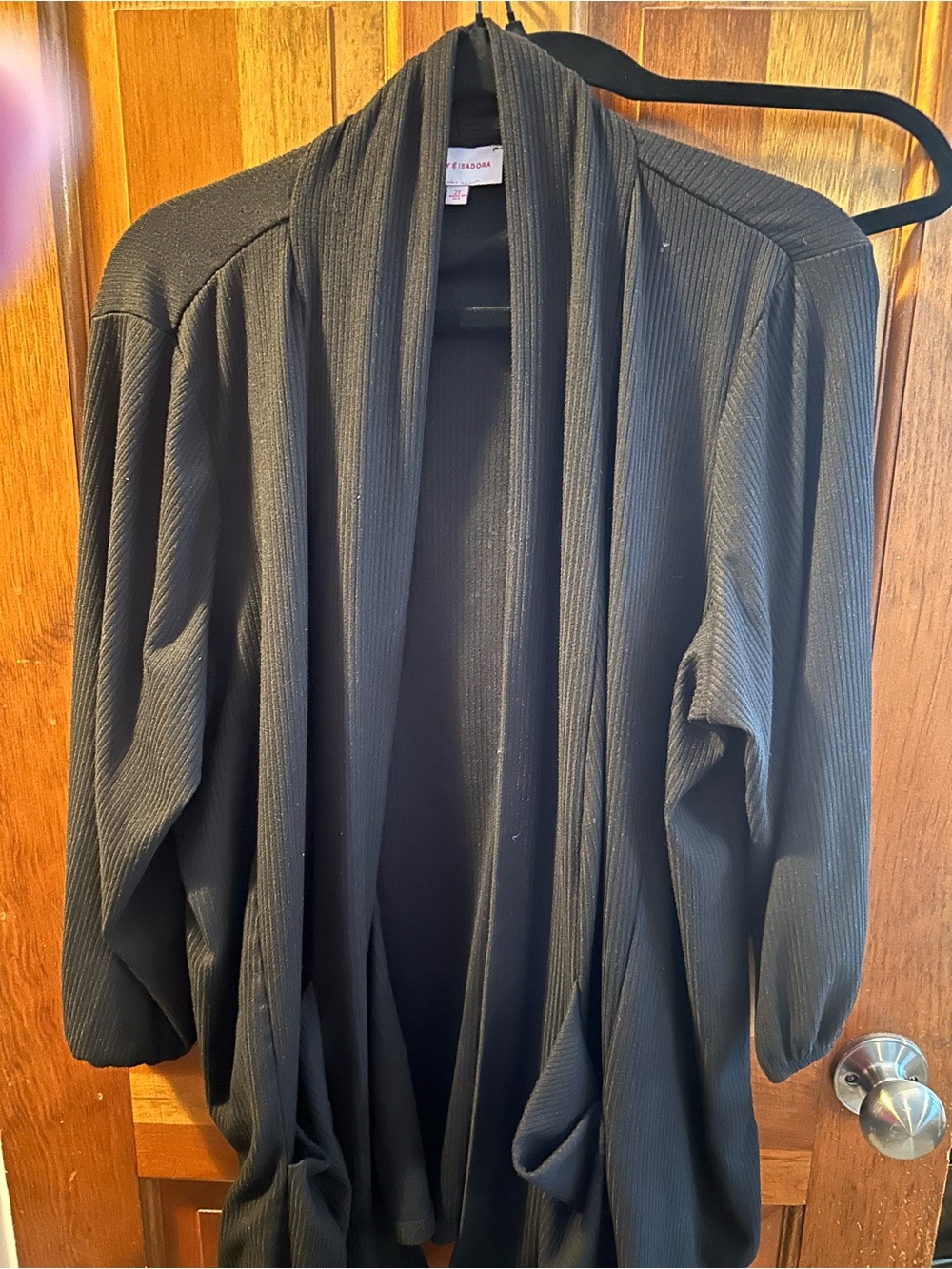 Black Open-Front Ribbed Cardigan